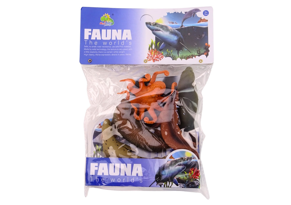 Sjödjursfigurer set 6-pack valross bläckfisk sälar manet rocka