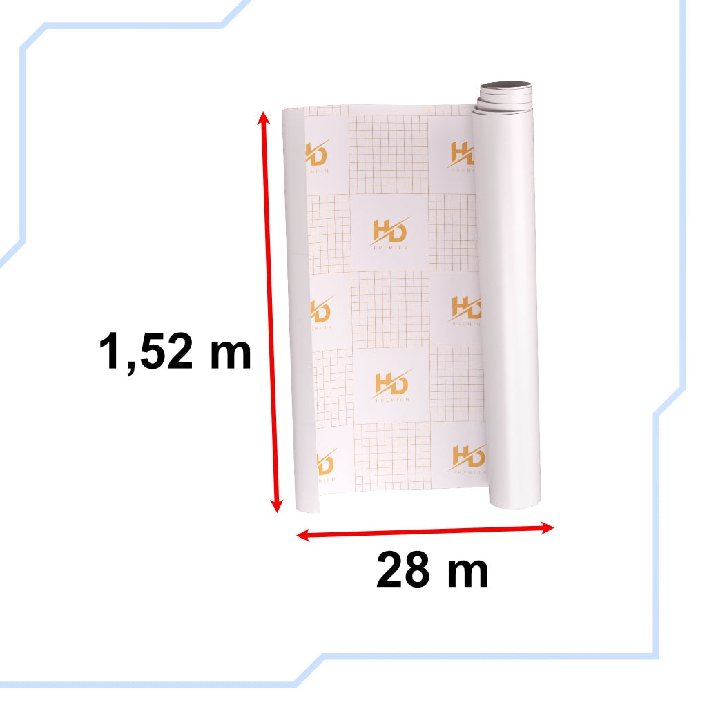 Självhäftande matt vit folie 1,52x28 m för möbler och bil