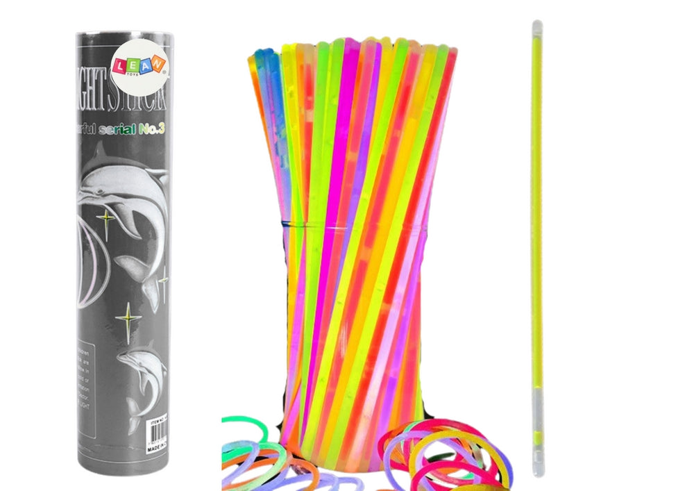 Självlysande armband/band 100-pack flerfärgade 26 cm