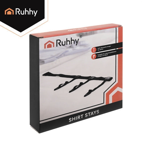 Skjorthållare elastiska benremmar med klämmor, svart 2-pack