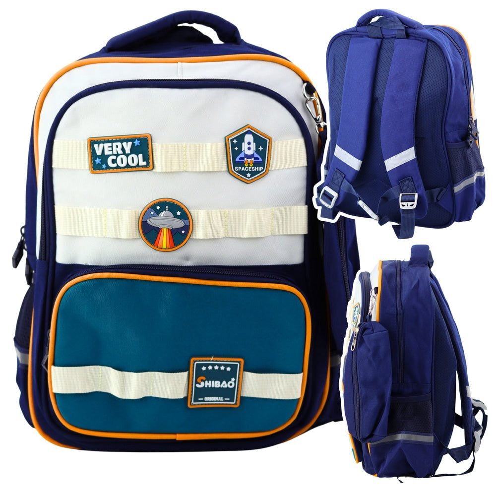 Skolryggsäck rymdmotiv 16L 39x27x15 cm med pennfodral & reflex