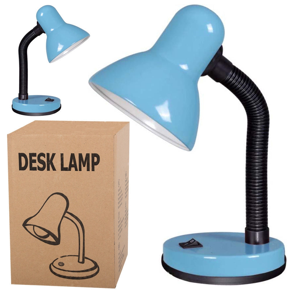 Skrivbordslampa E27 blå med justerbar arm 40 W