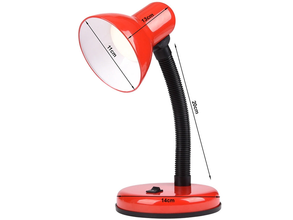 Skrivbordslampa metall röd med justerbar arm E27 max 40W