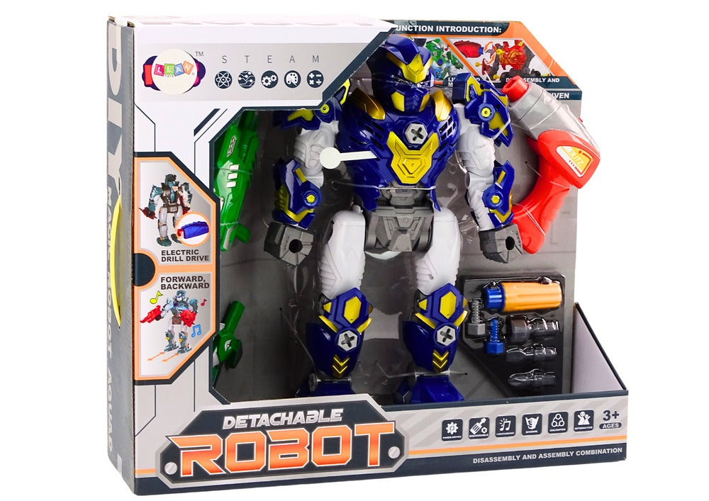 Skruvbar leksaksrobot med borr och skruvmejsel, ljus/ljud, 3+ år