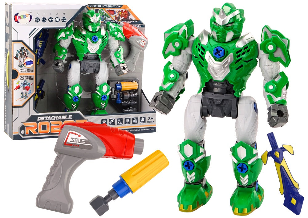 Skruvrobot leksak med borrmaskin & skruvmejsel, ljus/ljud, 36,5 cm
