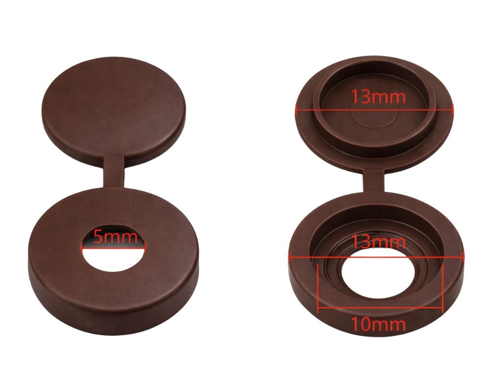 Skruvskydd täckpluggar plast brun 13 mm 100-pack