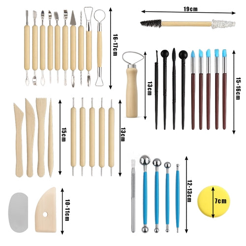 Skulpteringsverktyg för lera 40 delar XXL-set med rullväska 58x22 cm