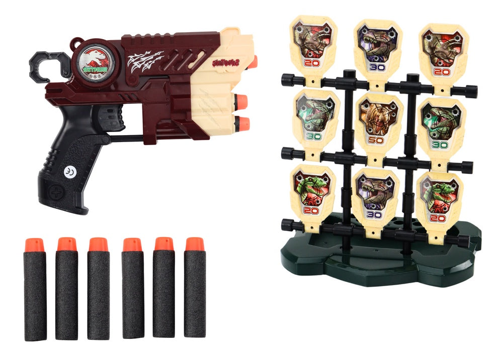 Skumdartpistol set dinosaurie med måltavla och 6 skumdartpilar