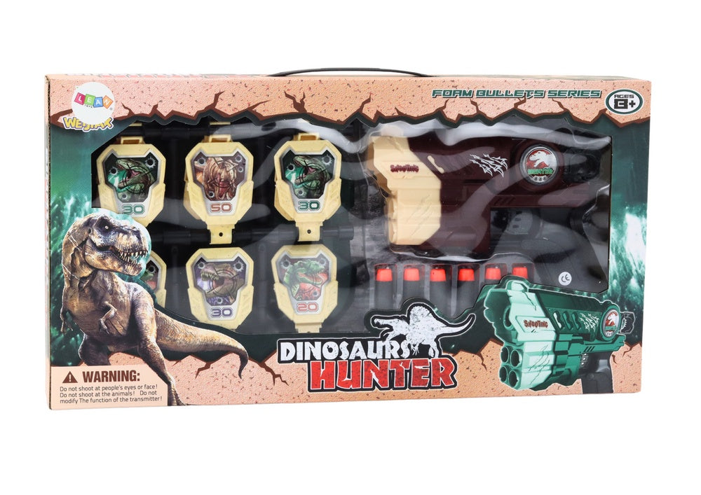 Skumdartpistol set dinosaurie med måltavla och 6 skumdartpilar