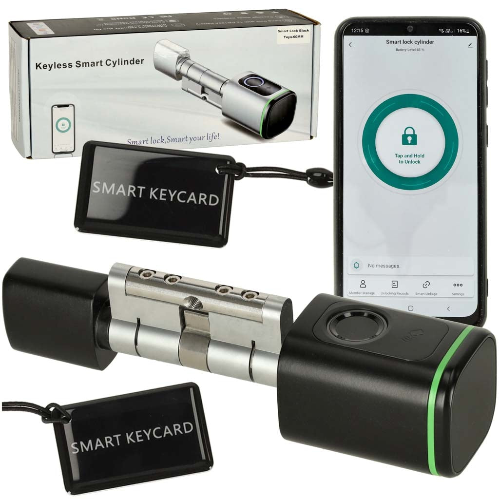 Smart dörrlås med fingeravtryck RFID app och nyckel, för 30-60 mm dörr