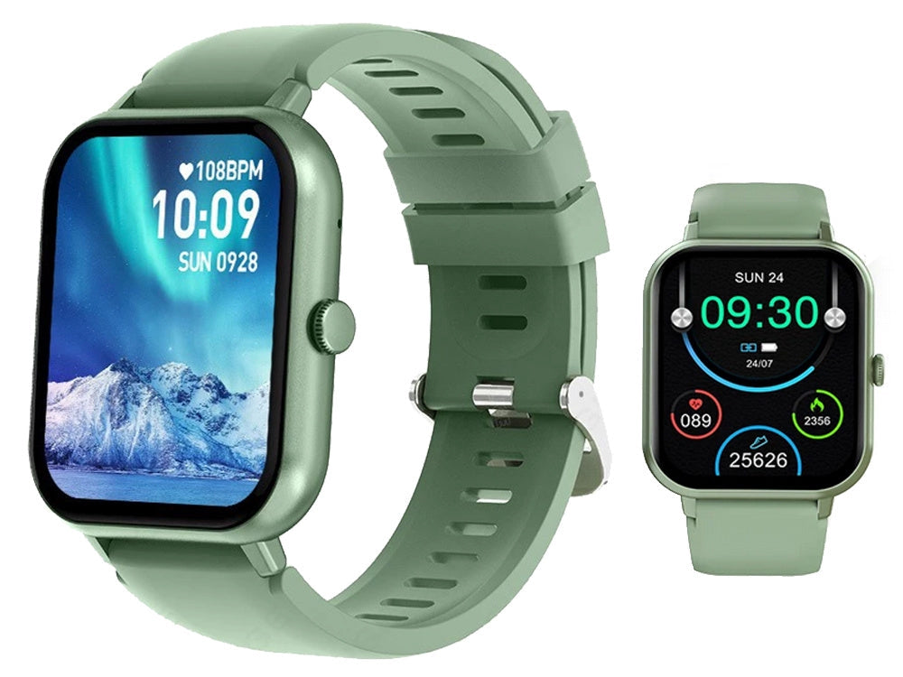 Smartwatch med Bluetooth-samtal grön silikonarmband 5–7 dagar