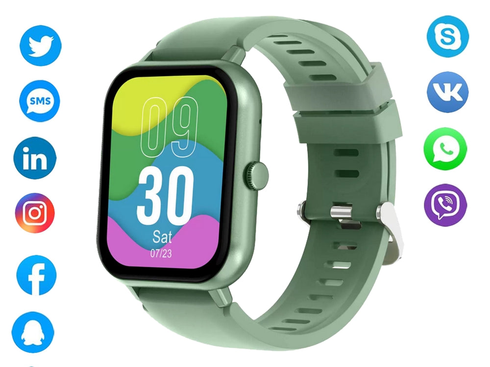 Smartwatch med Bluetooth-samtal grön silikonarmband 5–7 dagar