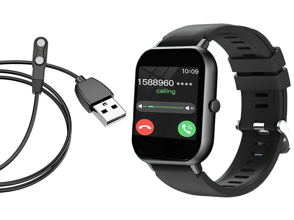 Smartwatch med Bluetooth-samtal svart silikonrem 20 sportlägen 230 mAh