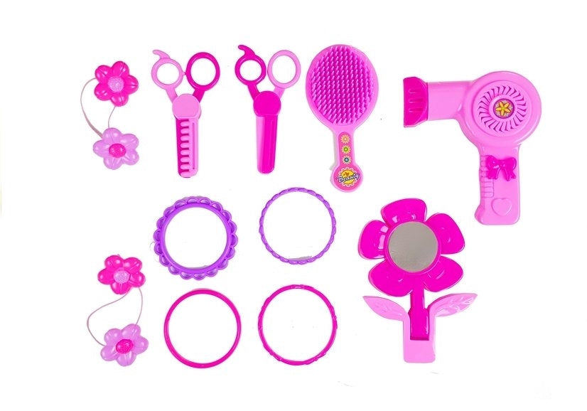 Sminkbord leksak rosa med tillbehör, skönhetsset för barn 3+