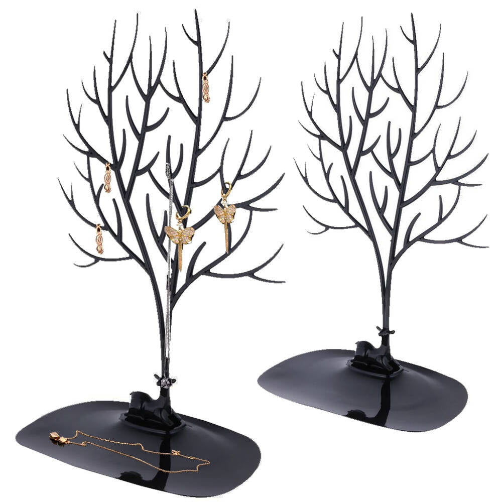 Smyckesställ trädform 42 cm svart plast med bas 25x15 cm