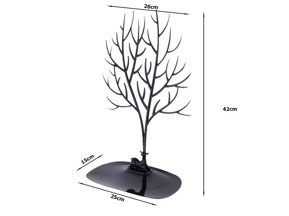 Smyckesställ trädform 42 cm svart plast med bas 25x15 cm