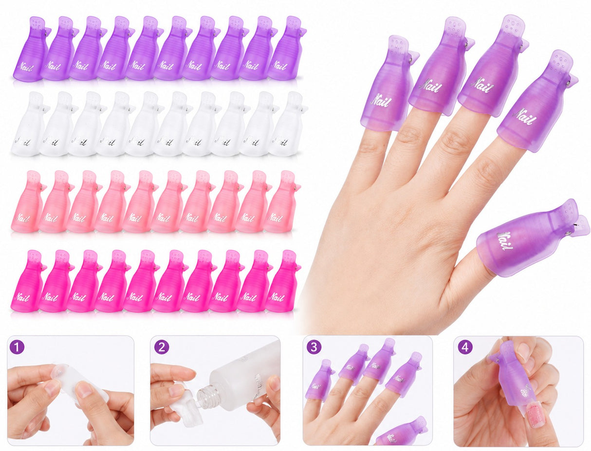 Soak off clips för borttagning av nagellack/hybridgel 10-pack