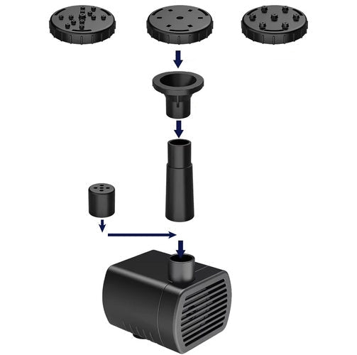 Solcellsfontän med solpanel 3 m kabel 4 munstycken 180 L/h