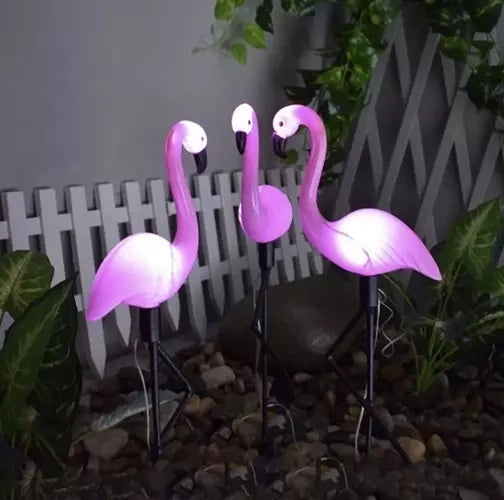 Solcellslampor flamingo 3-pack LED vit IP44 trädgårdsbelysning