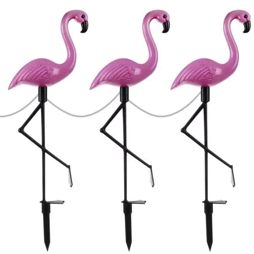 Solcellslampor flamingo 3-pack LED vit IP44 trädgårdsbelysning