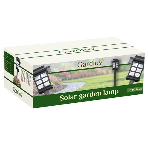 Solcells trädgårdslampor 6-pack IP44 kallvit 13000K skymningssensor