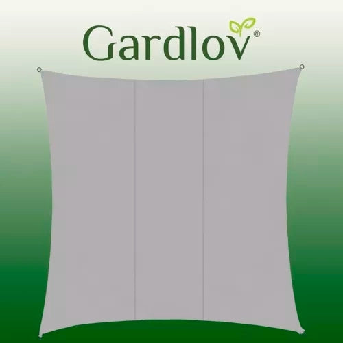 Solsegel kvadratiskt 3,6x3,6 m grå polyester 120 g/m² inkl snöre