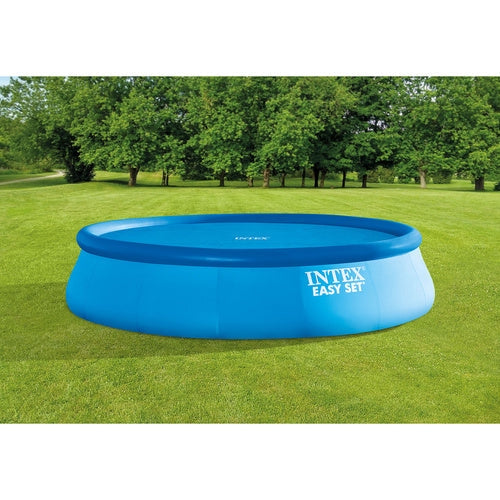 Solskydd poolöverdrag bubbelplast 448 cm för rund pool 457 cm blå