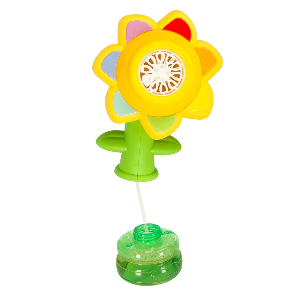 Såpbubbelmaskin blomform grön med ljus, uppladdningsbar USB, 3+