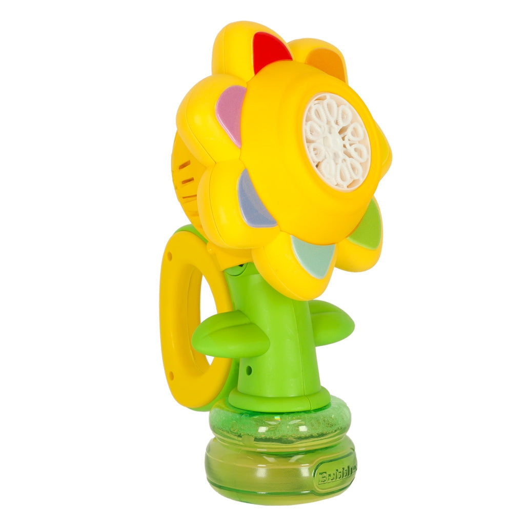 Såpbubbelmaskin blomform grön med ljus, uppladdningsbar USB, 3+