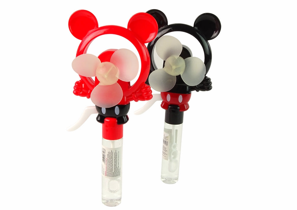 Såpbubbelmaskin vindmölla Mickey Mouse med bubbelvätska, röd/svart