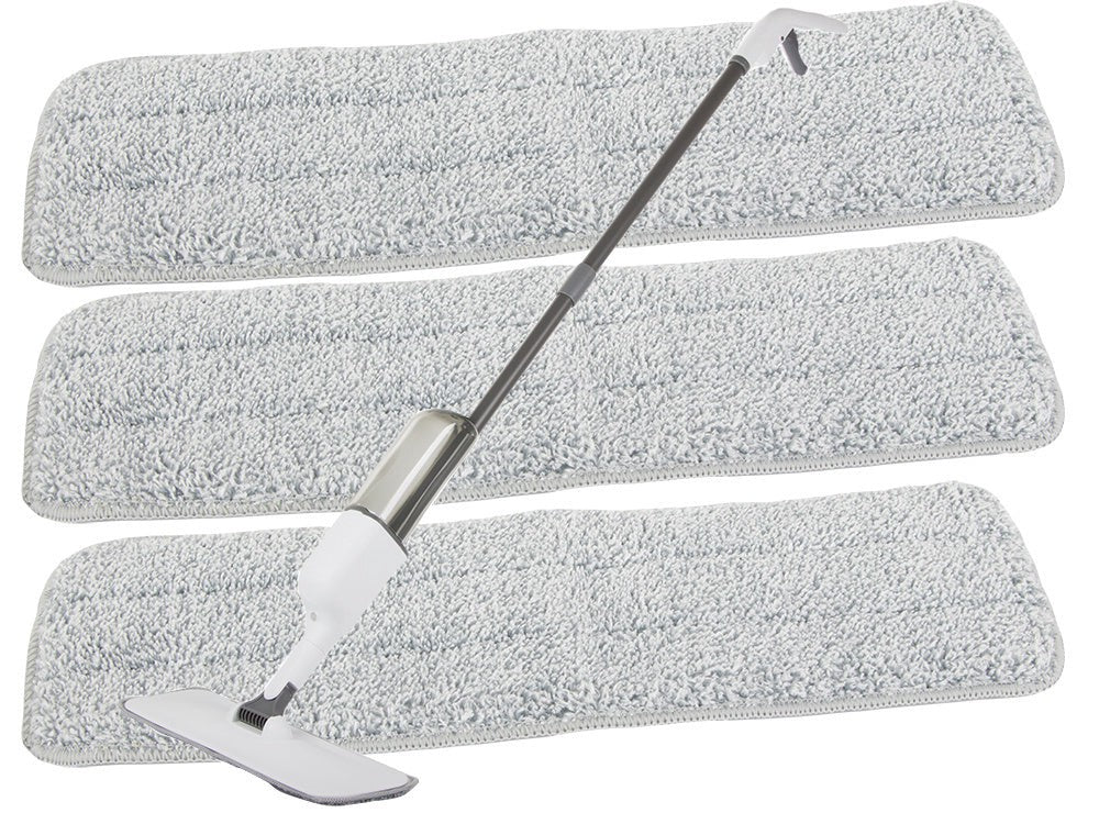 Spraymopp med vattentank 450 ml och 3 mikrofiberdukar vit 125 cm