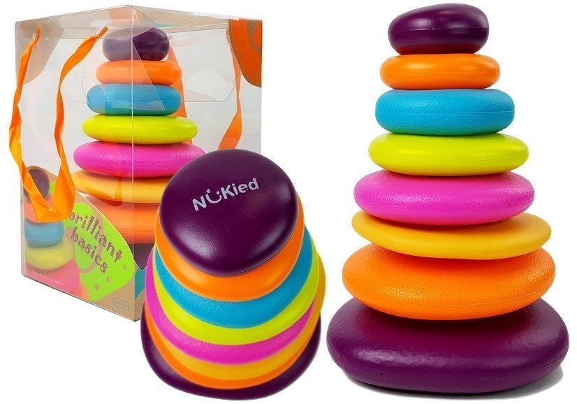Stapelleksak ringpyramid 7 ringar mjuk plast 18+ mån 25 cm