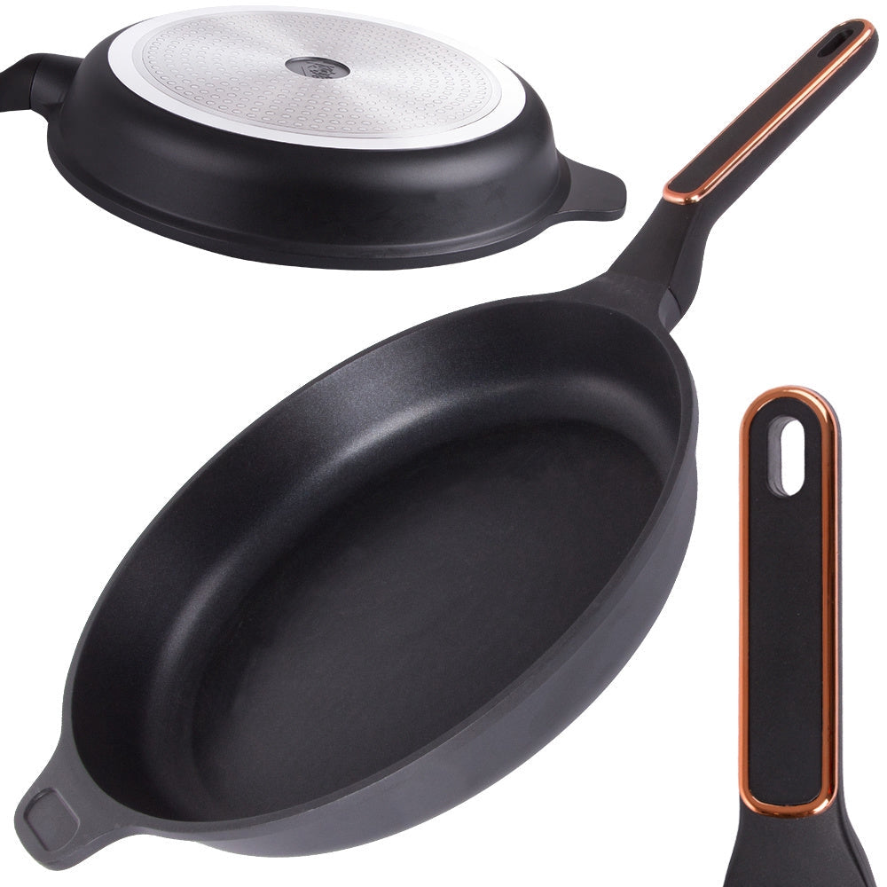 Stekpanna 28 cm gjuten aluminium non-stick, svart, för induktion