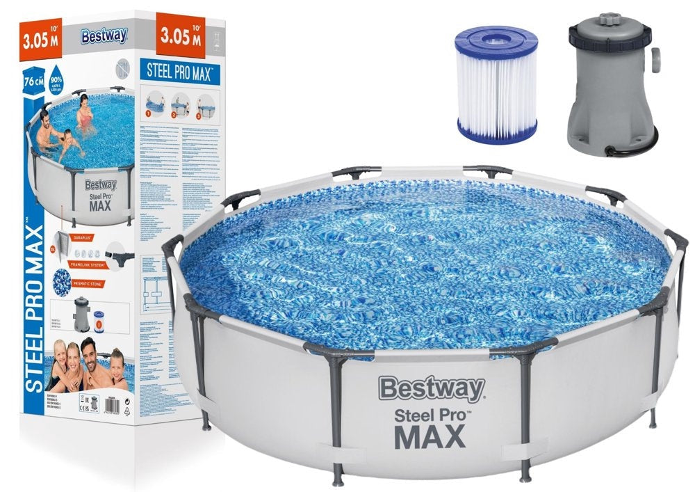 Stålramspool 305x76 cm med filterpump 1249 l/h, kapacitet 4678 L