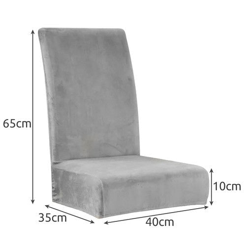 Stolöverdrag velourpolyester grå universell passform ryggstöd 65 cm