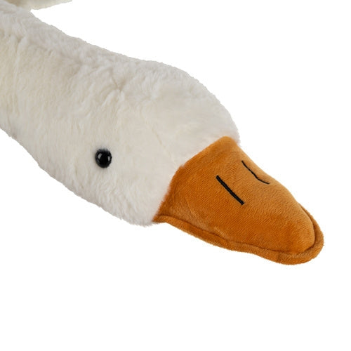 Stor plyschgås kramdjur 130 cm vit/orange, tvättbar kudde 0+