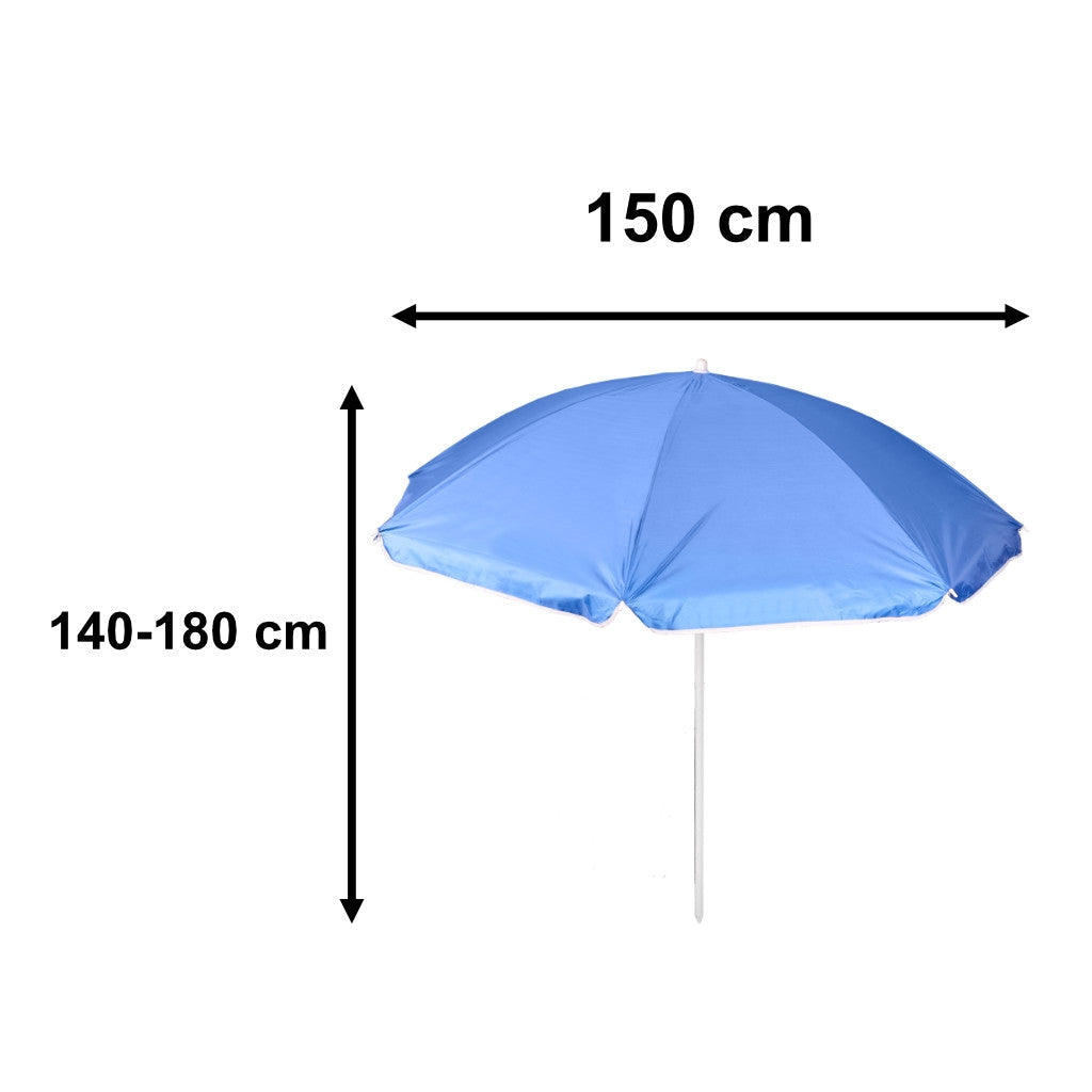 Strandparaply 150 cm UPF 50+ justerbar höjd 140-180 cm blå