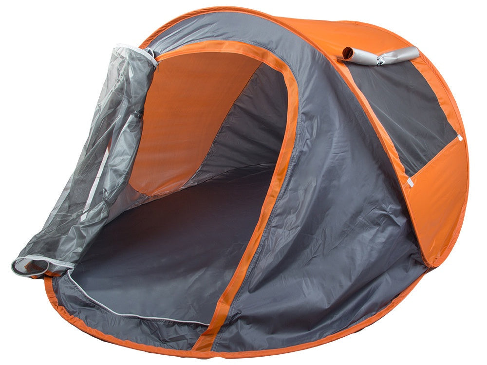 Strandtält pop-up UV-skydd grå/orange 210x130x85 cm