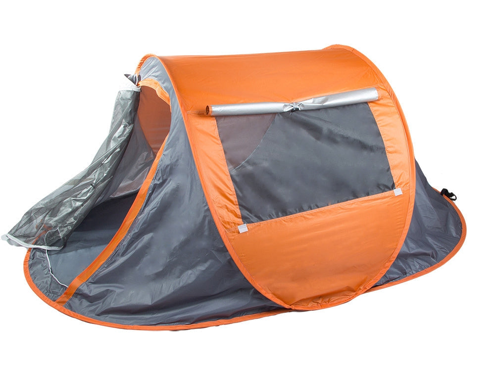 Strandtält pop-up UV-skydd grå/orange 210x130x85 cm