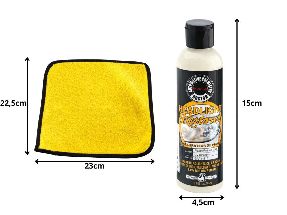 Strålkastarrenoveringskit bil 166 ml med mikrofiberduk och handskar