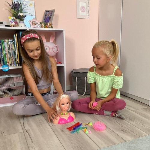 Stylinghuvud frisyrdocka med roterande huvud, kam & 8 hårspännen