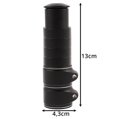 Styrstamsförlängare 28,6 mm (1-1/8) A-head svart, set med ringar