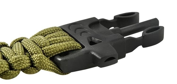 Survivalarmband 5-i-1 med paracord 3 m, kompass & eldstål, khaki