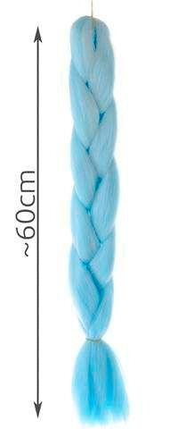 Syntetiska hårflätor blå 60 cm värmetålig fiber