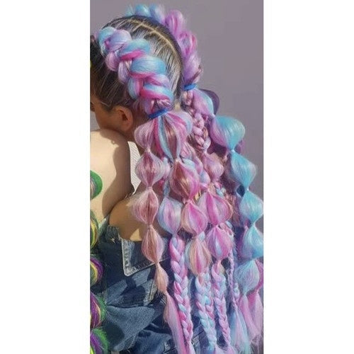 Syntetiska hårflätor ombre blå-lila 60 cm värmetålig fiber