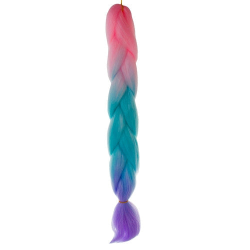 Syntetiska ombre hårflätor 60 cm rosa/vit/lila