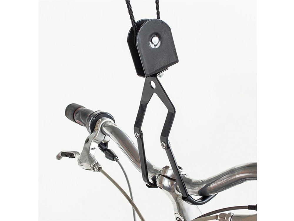 Takmonterat cykelställ med lyftfunktion svart metall