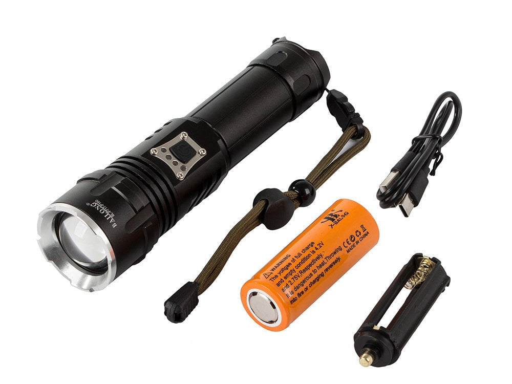 Taktisk LED-ficklampa CREE XHP160 zoom USB-C IPX5