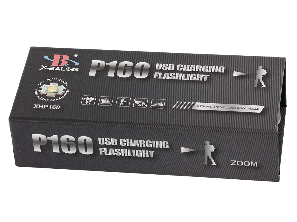 Taktisk LED-ficklampa CREE XHP160 zoom USB-C IPX5