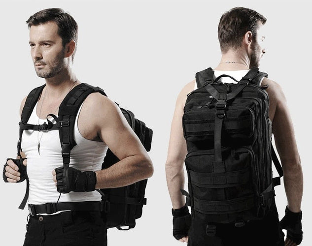 Taktisk ryggsäck 35L vattentålig MOLLE 5 fack svart + patch